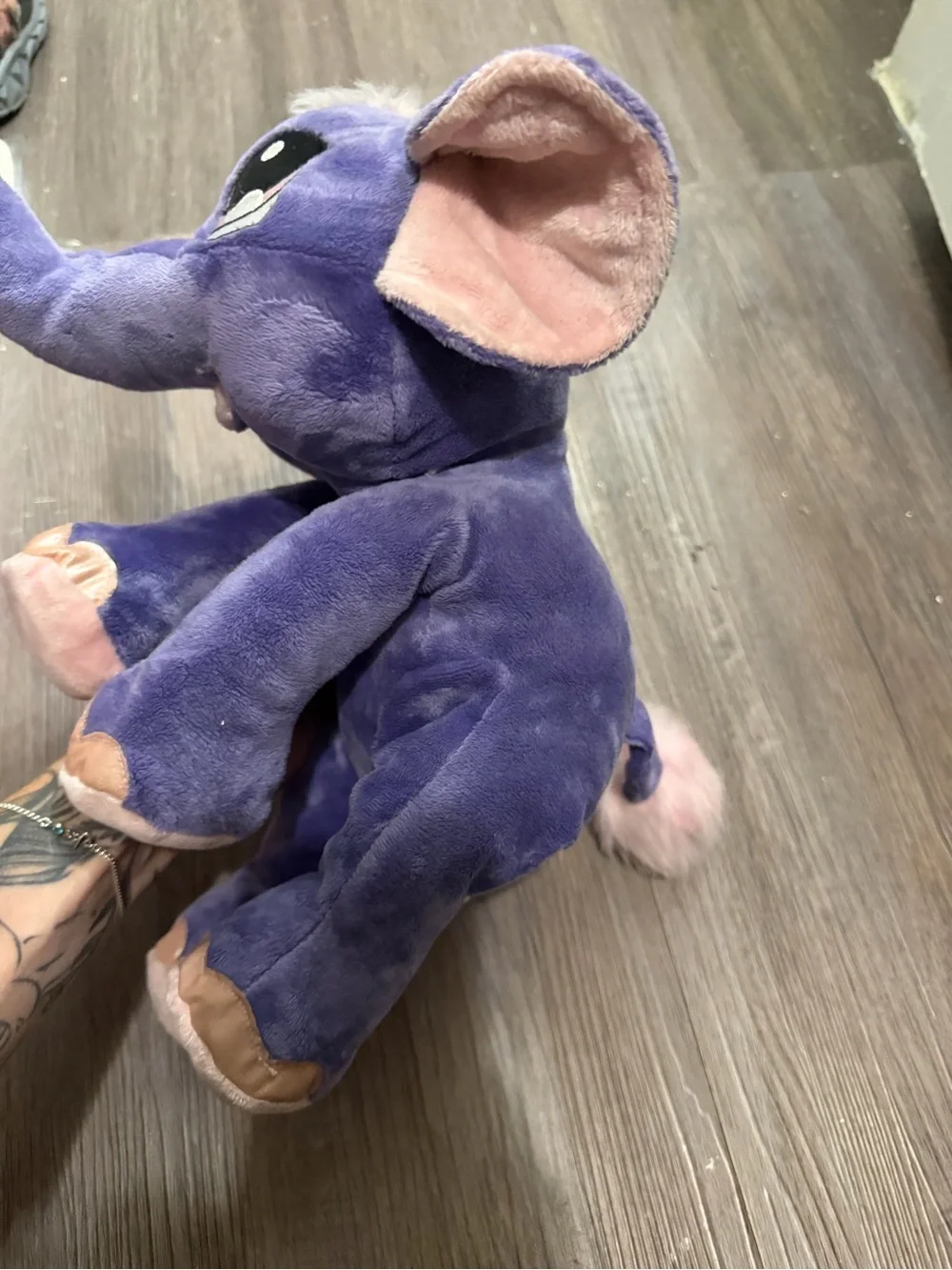 Plush Purple elephant Animal Stuffed Toy with Pink Accents